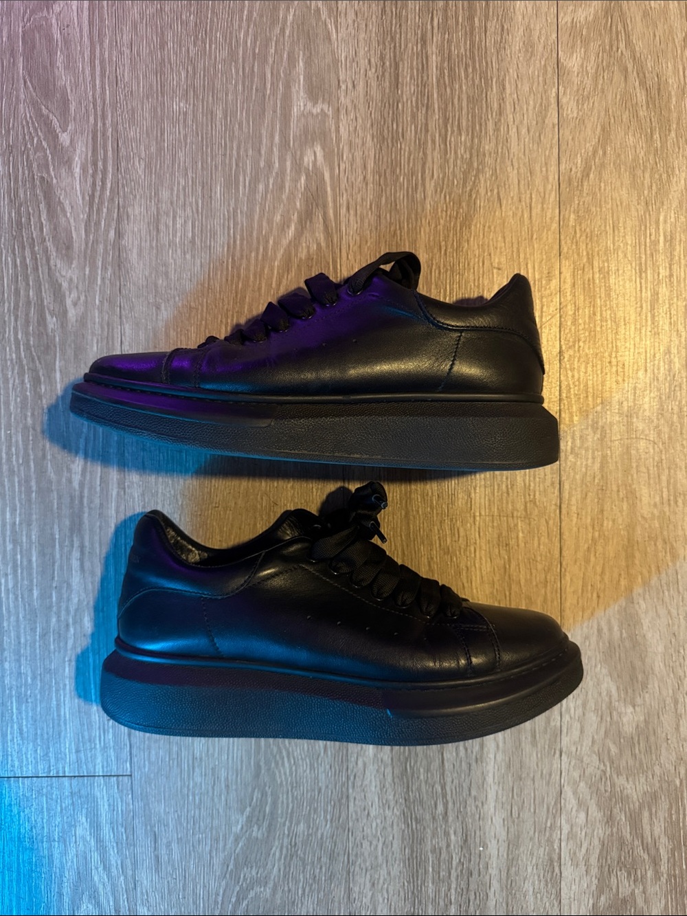 Alexander McQueen Black Leather Platform Sneakers